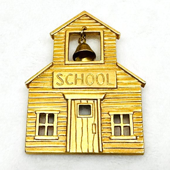 Vintage Schoolhouse Brooch by Jonette Jewelry (JJ) 1980s - Picture 1 of 3